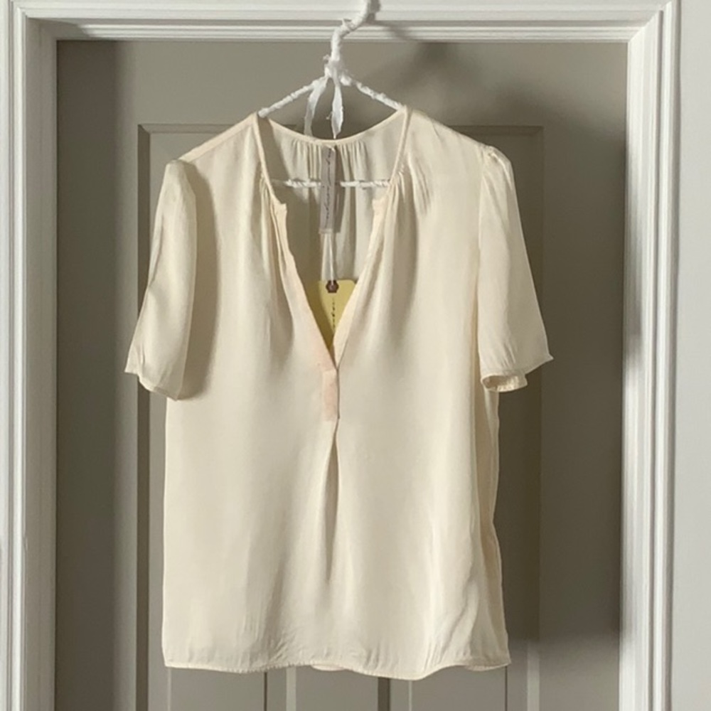 Raquel Allegra silk blouse with Grosgrain detail